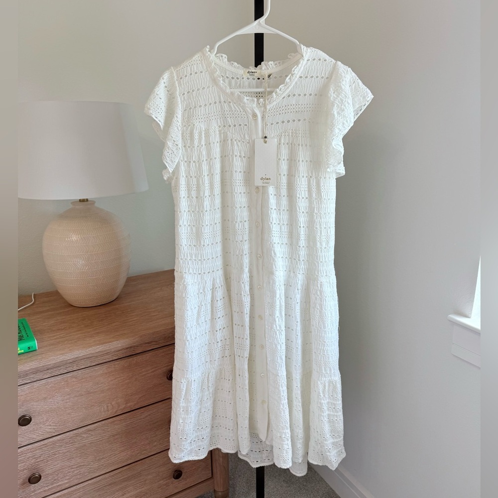 Dylan White Eyelet Dress Size Medium